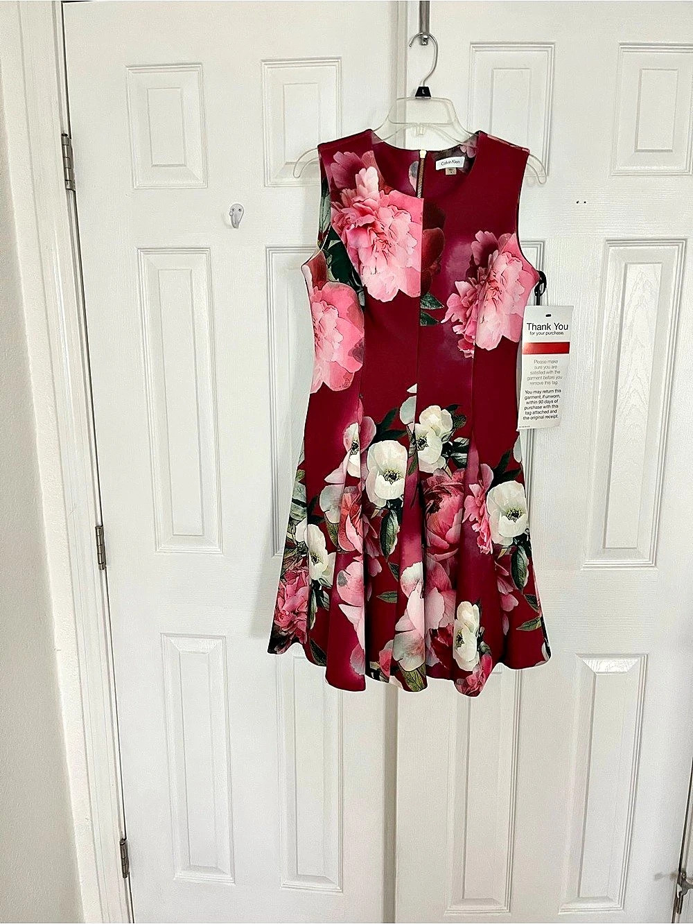 Calvin Klein Floral-Print Scuba Fit & Flare Dress -Size  8